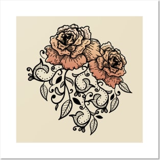 Cool floral rose Posters and Art